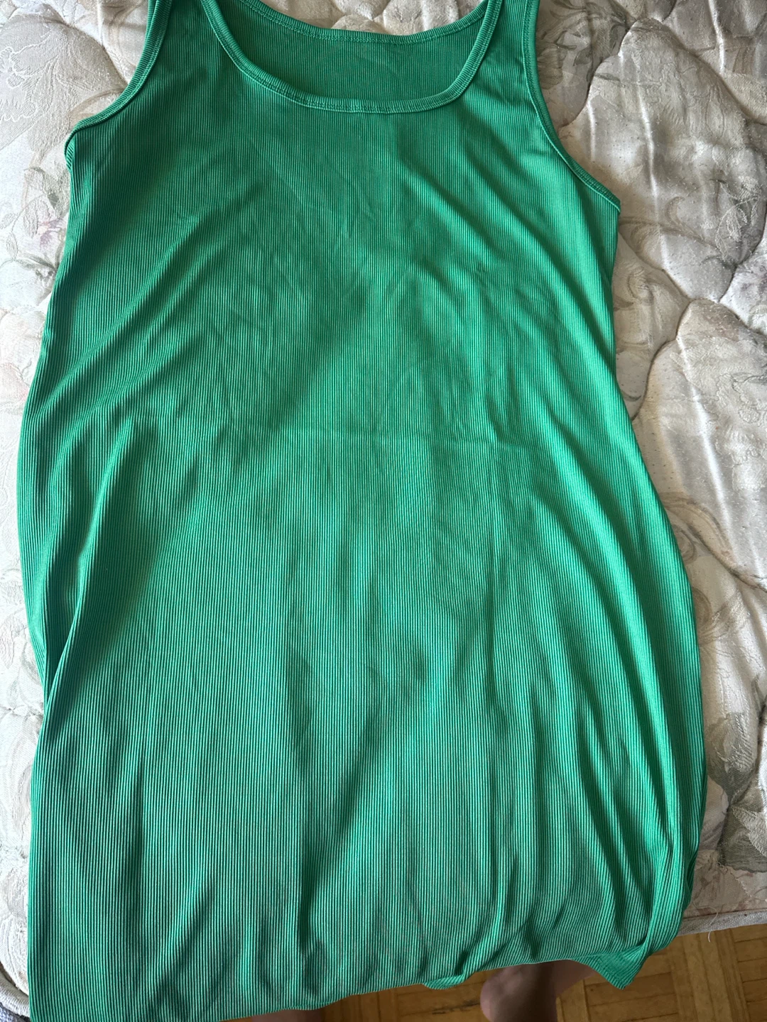 Green Ribbed Tank Dress