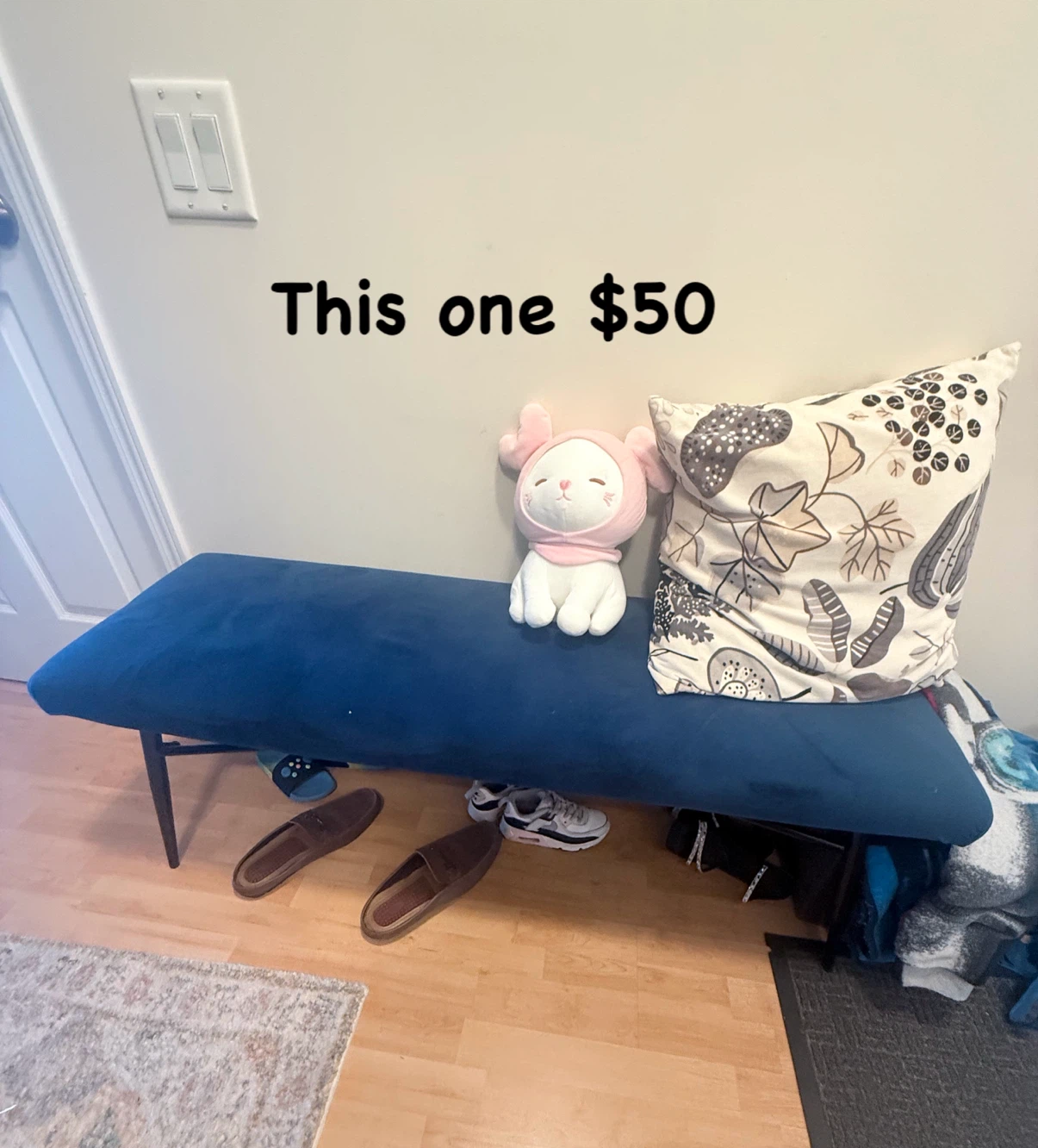 Blue Velvet Bench