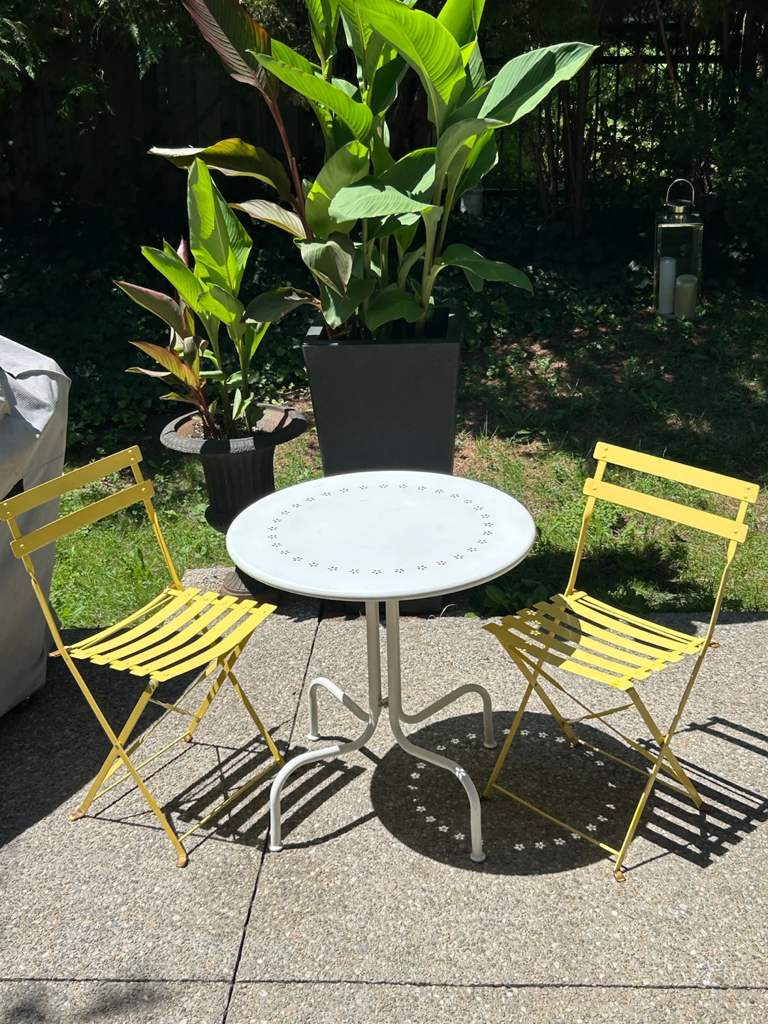 Yellow Metal Bistro Set - Table & 2 Chairs