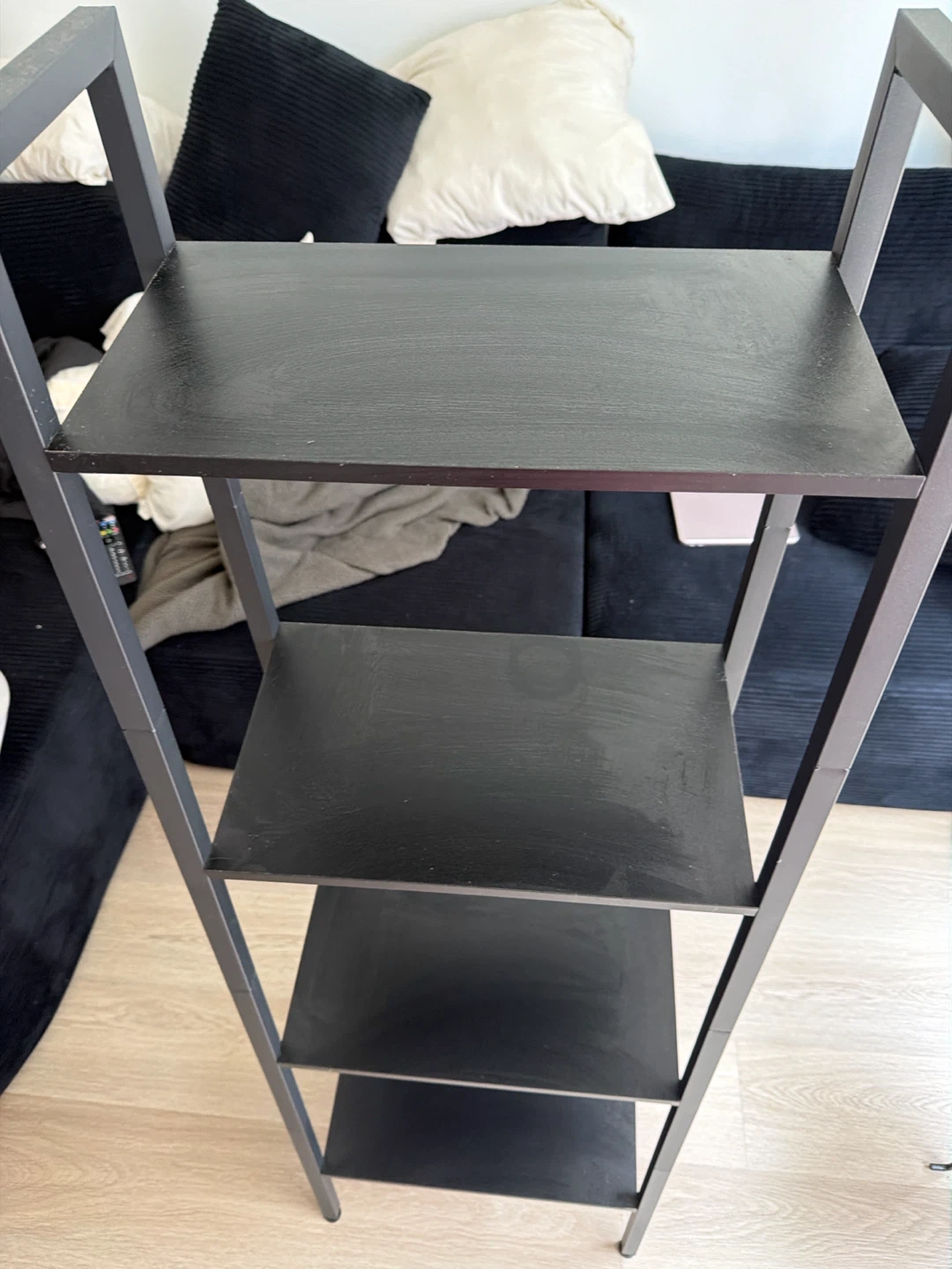 Black 4-Shelf Ladder Bookshelf