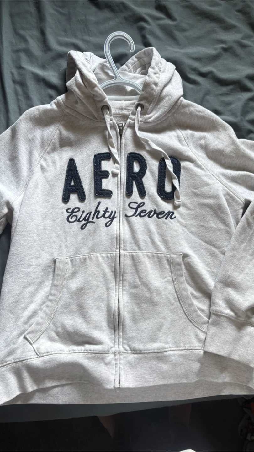 Aeropostale Grey Zip-Up Hoodie