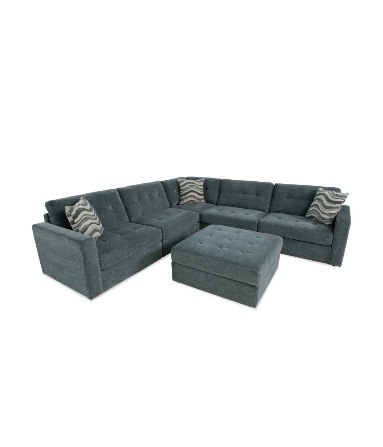 Spa Blue Sectional Sofa with Storage Ottoman - photo 3