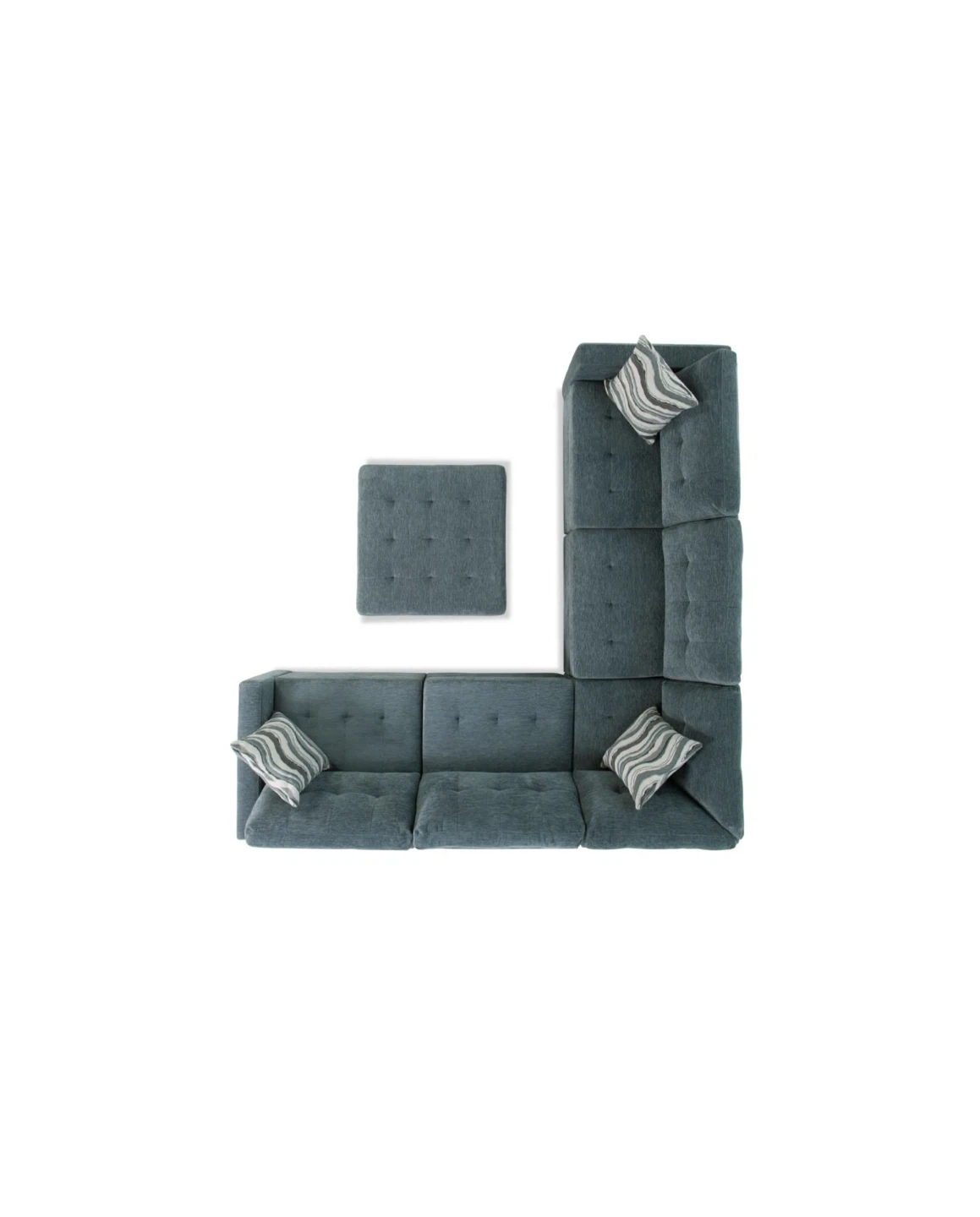 Spa Blue Sectional Sofa with Storage Ottoman - photo 4