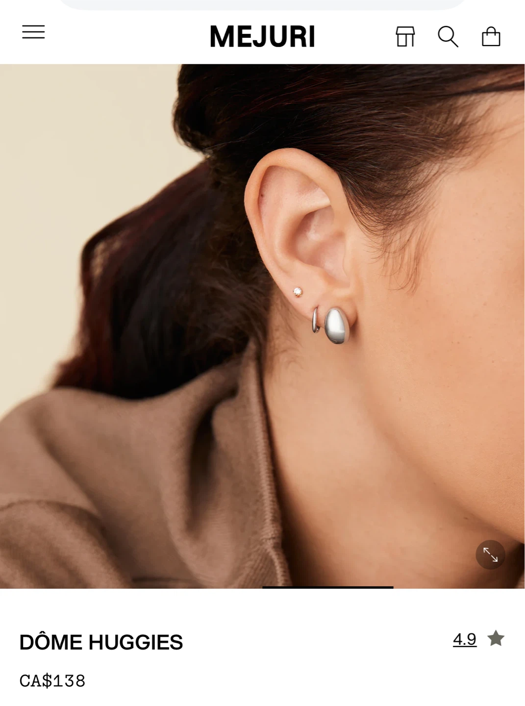Mejuri Dome Huggies Earrings Sterling Silver