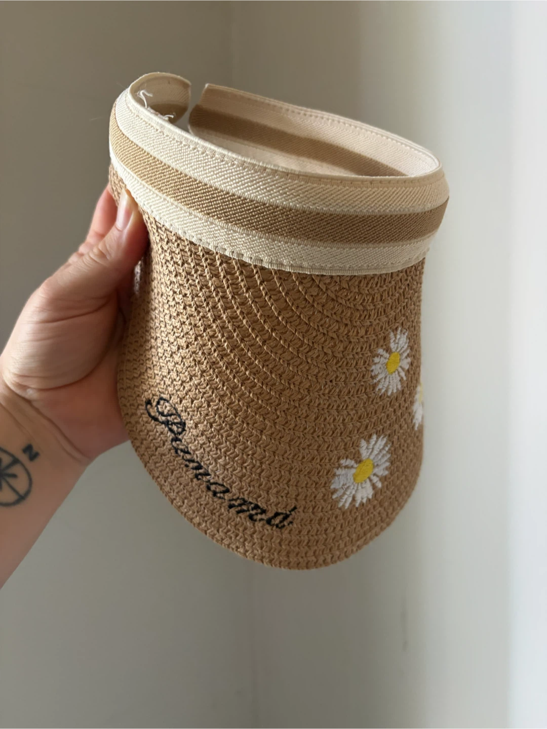 Straw Visor with Daisies
