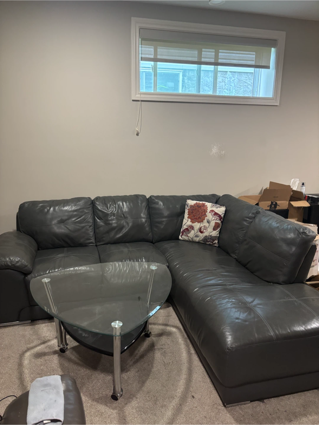 Grey Leather Sectional Sofa