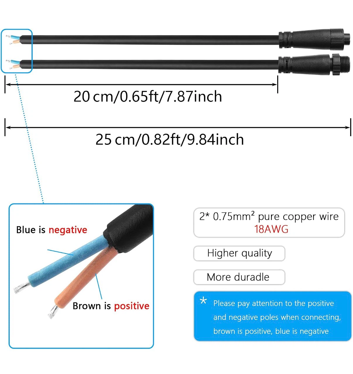 M12 Waterproof Connector Cable 20cm Male/Female - photo 3