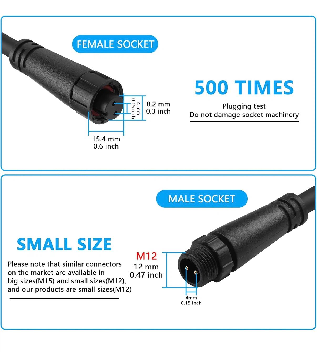 M12 Waterproof Connector Cable 20cm Male/Female - photo 4
