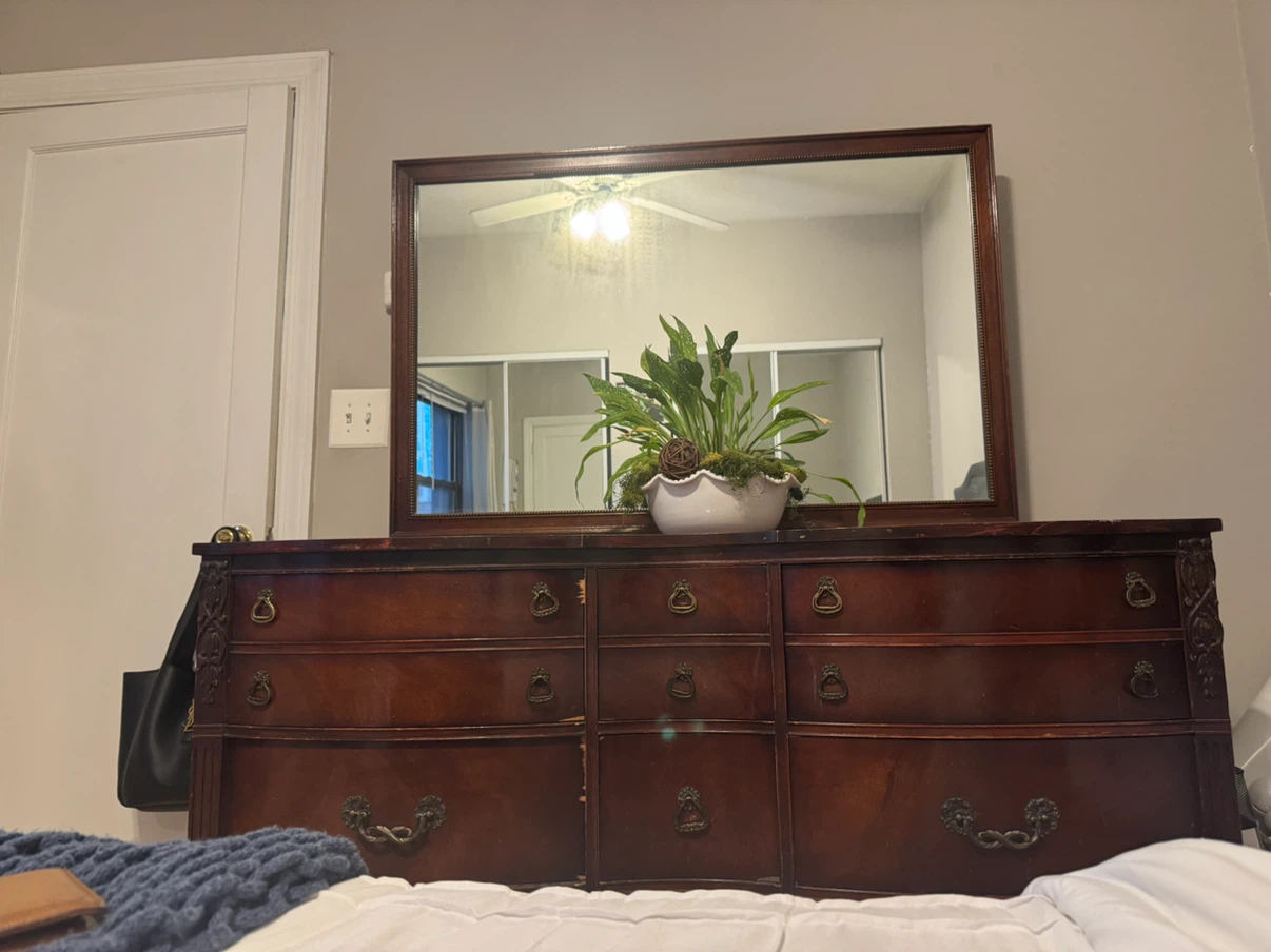 Antique Wood Dresser with Mirror - $100