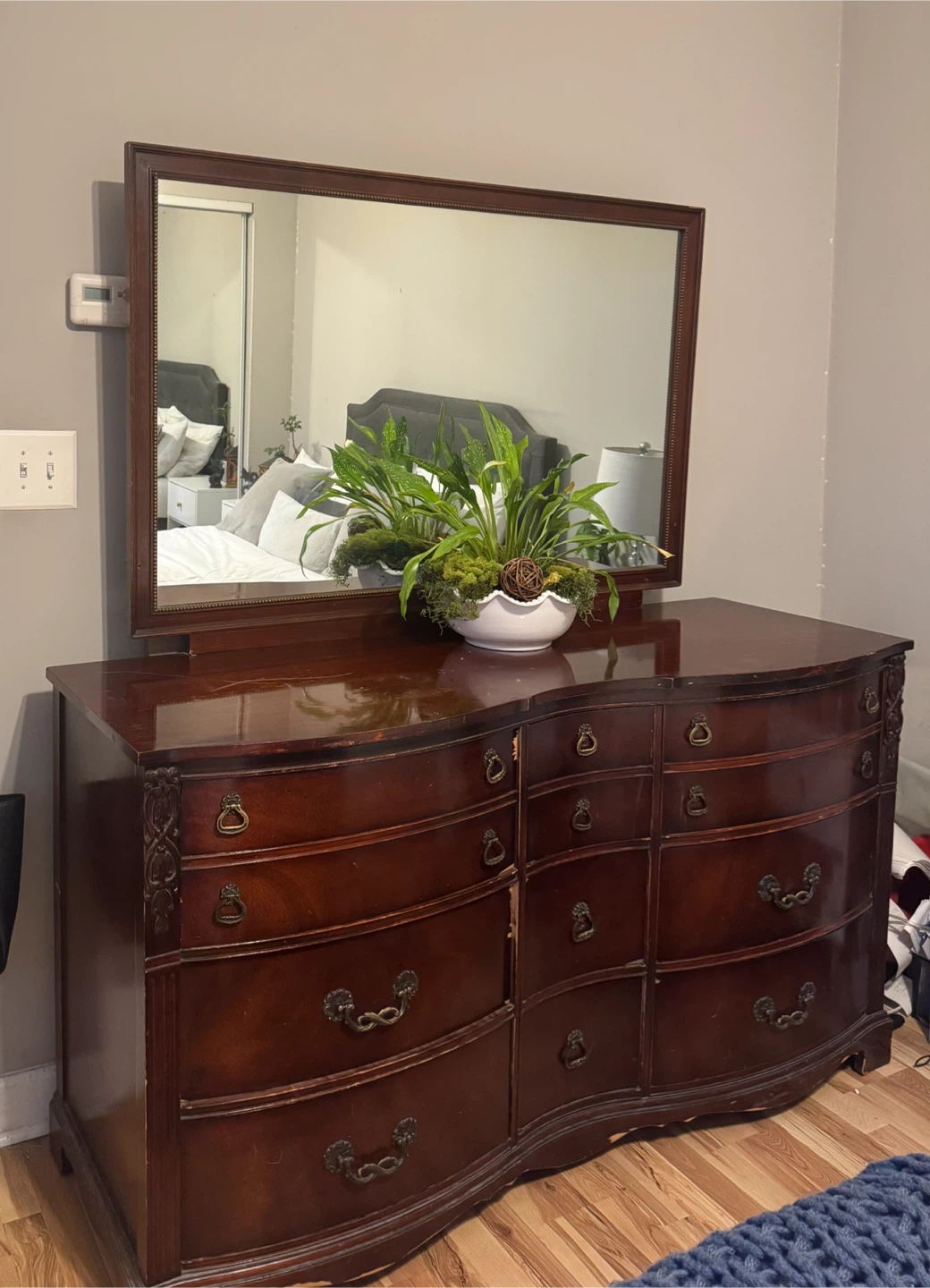 Antique Wood Dresser with Mirror - $100 - photo 2