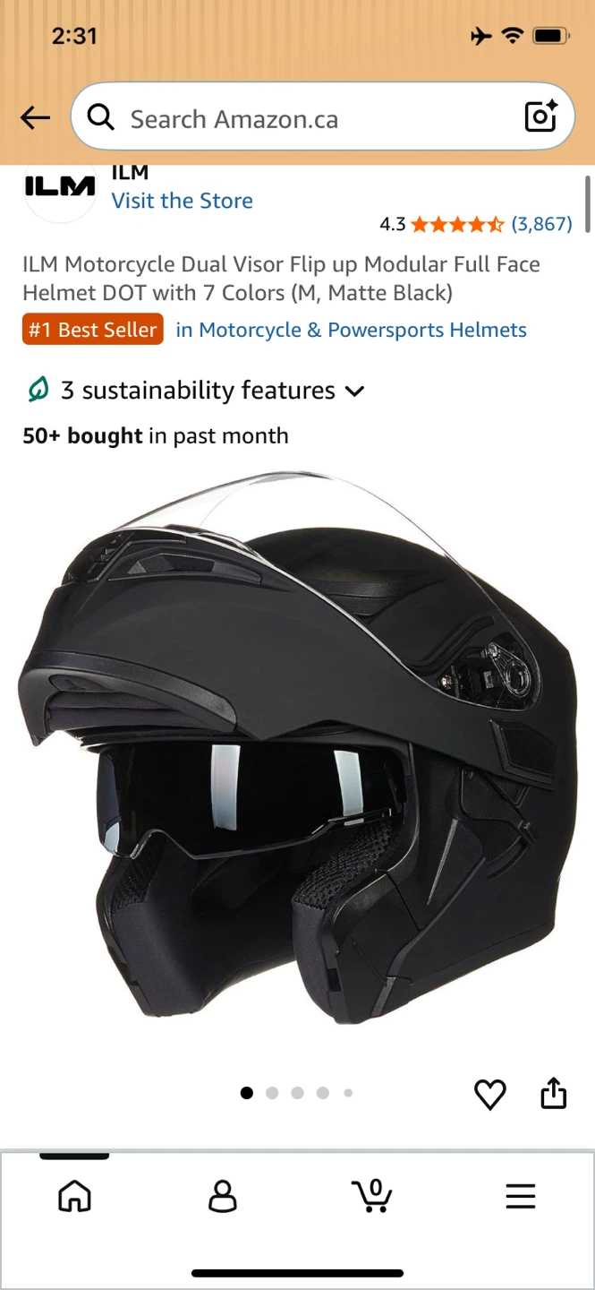 ILM Motorcycle Full Face Helmet (M, Matte Black) - photo 2