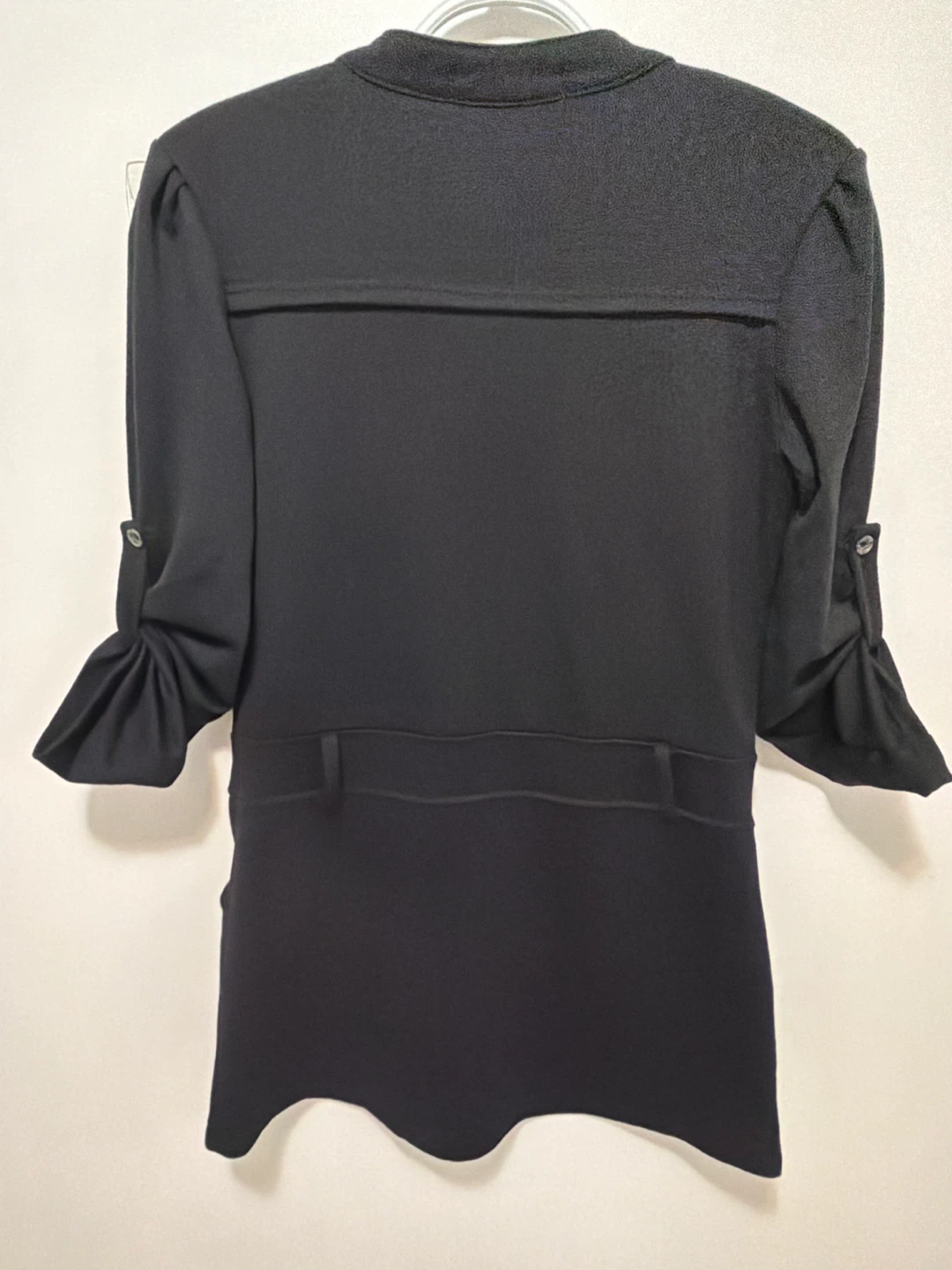 Black Ruched Button-Up Tunic dress - photo 3