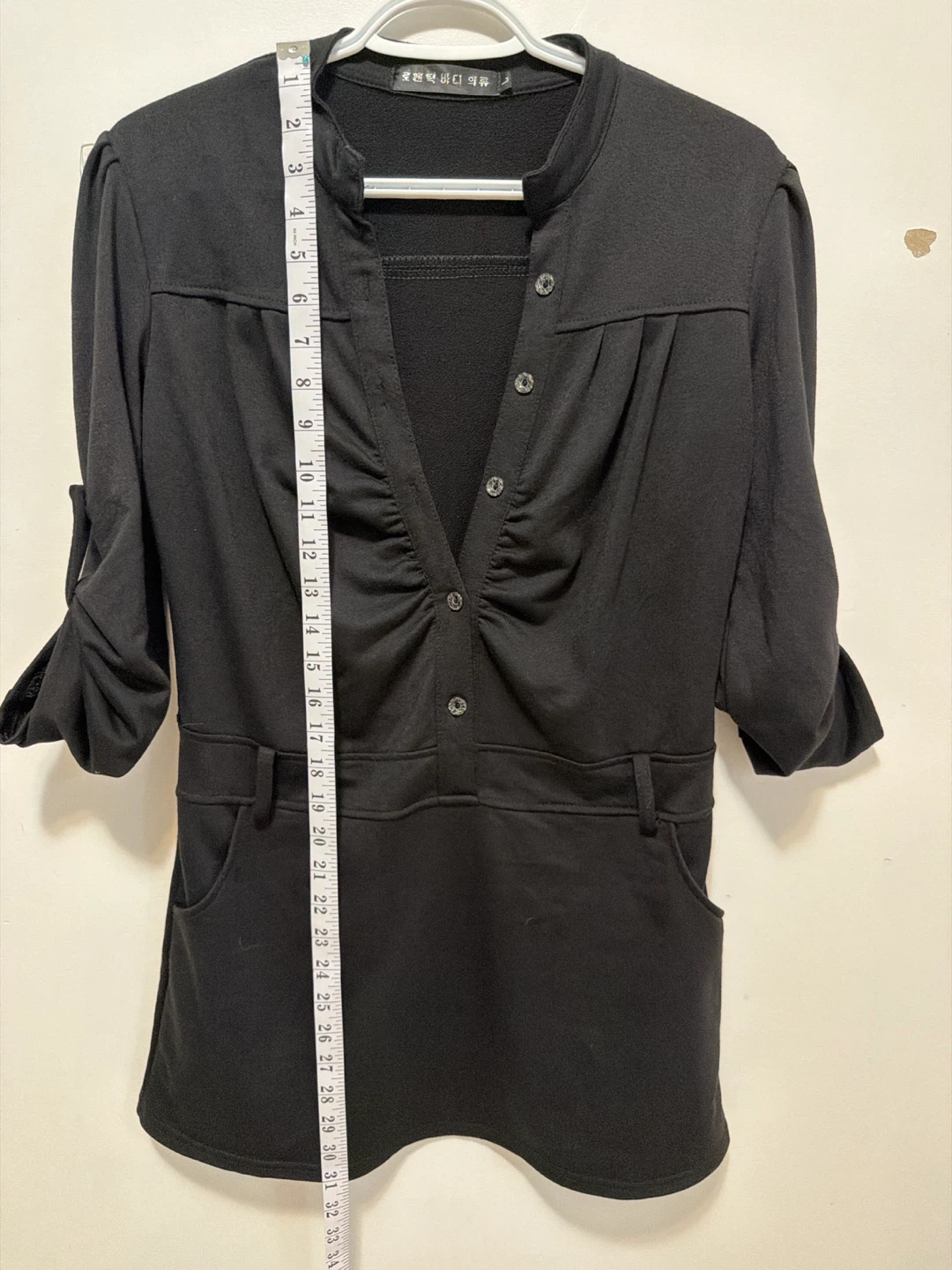 Black Ruched Button-Up Tunic dress - photo 5