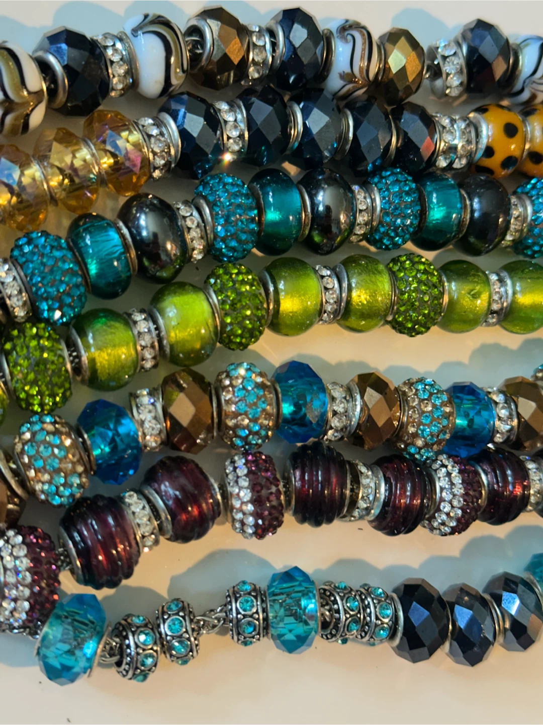 7 beaded European charm bracelets some beads stamped 925 - photo 2