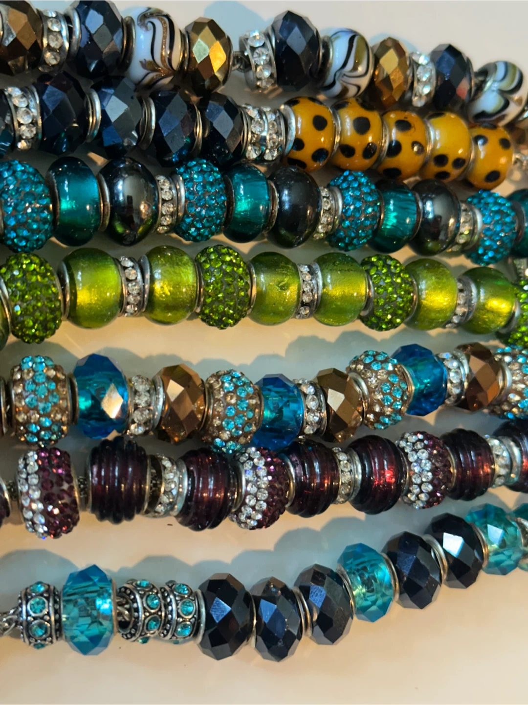 7 beaded European charm bracelets some beads stamped 925 - photo 4