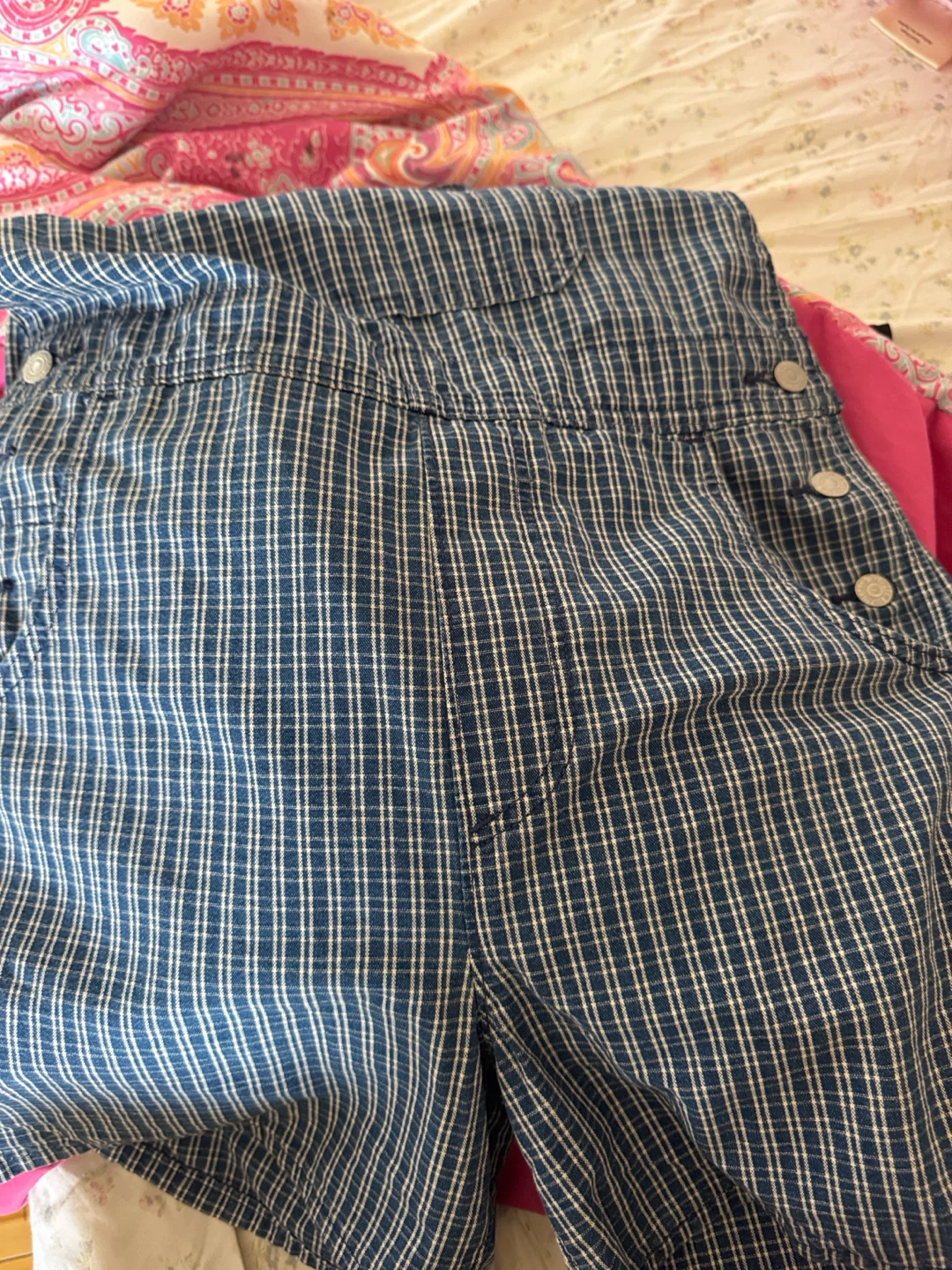 Levi's Blue Plaid Short Overalls Size M - photo 4
