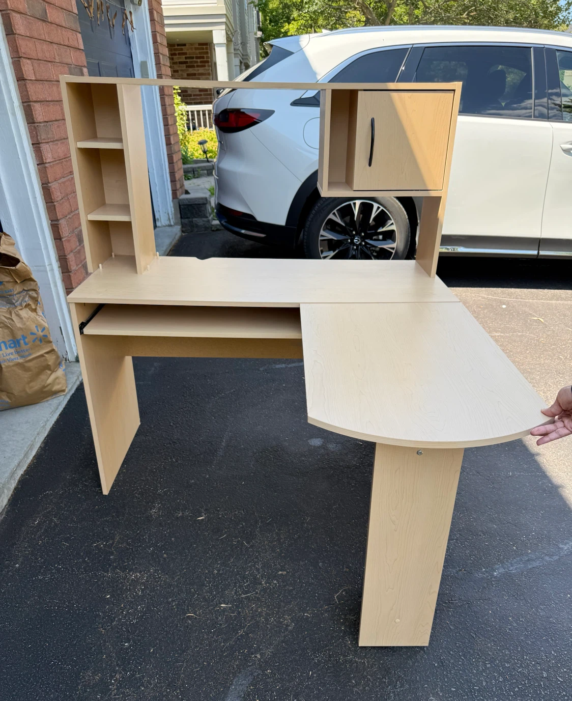 L-Shaped Computer Desk with Hutch and Cabinet