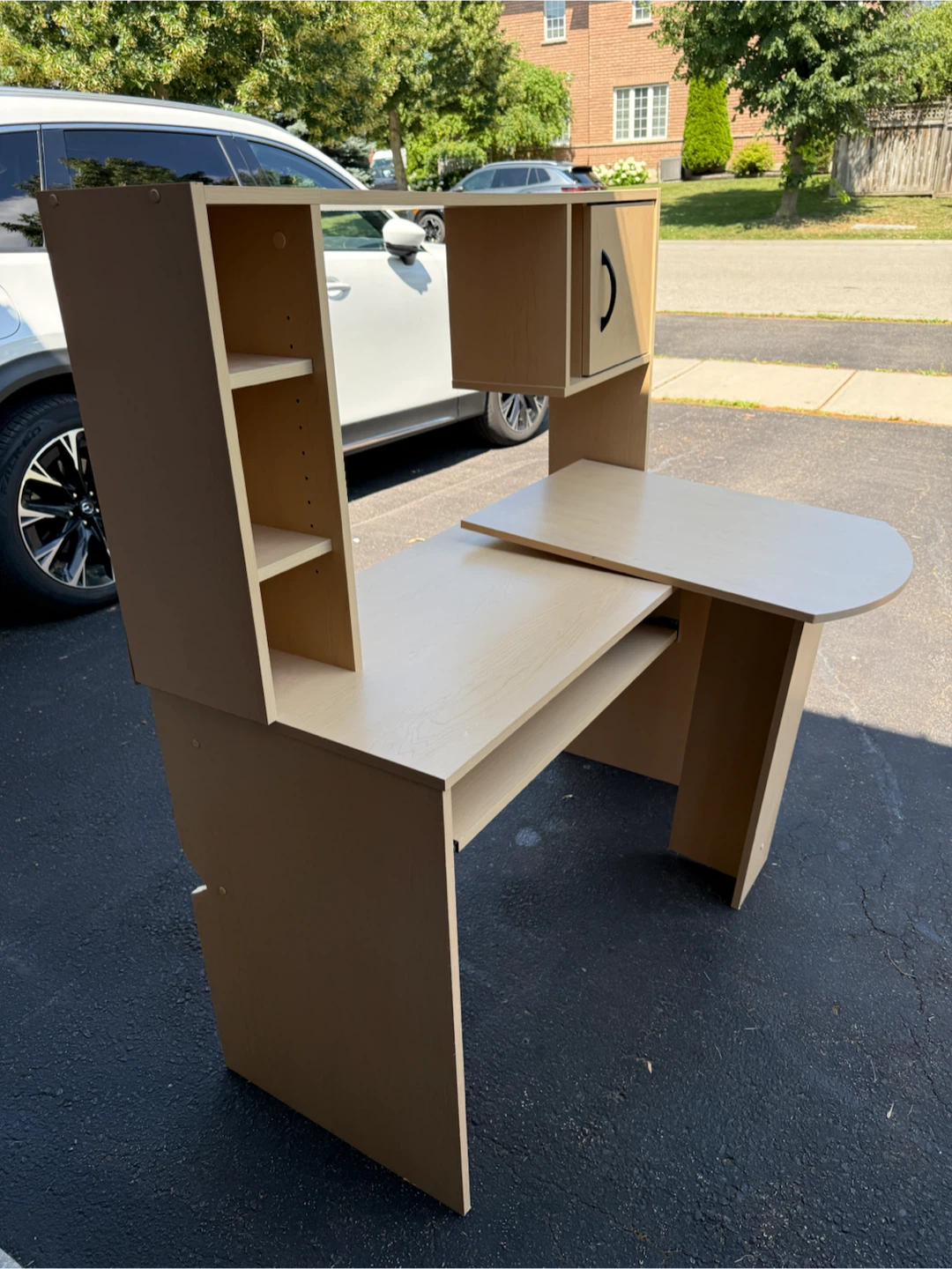 L-Shaped Computer Desk with Hutch and Cabinet - photo 2
