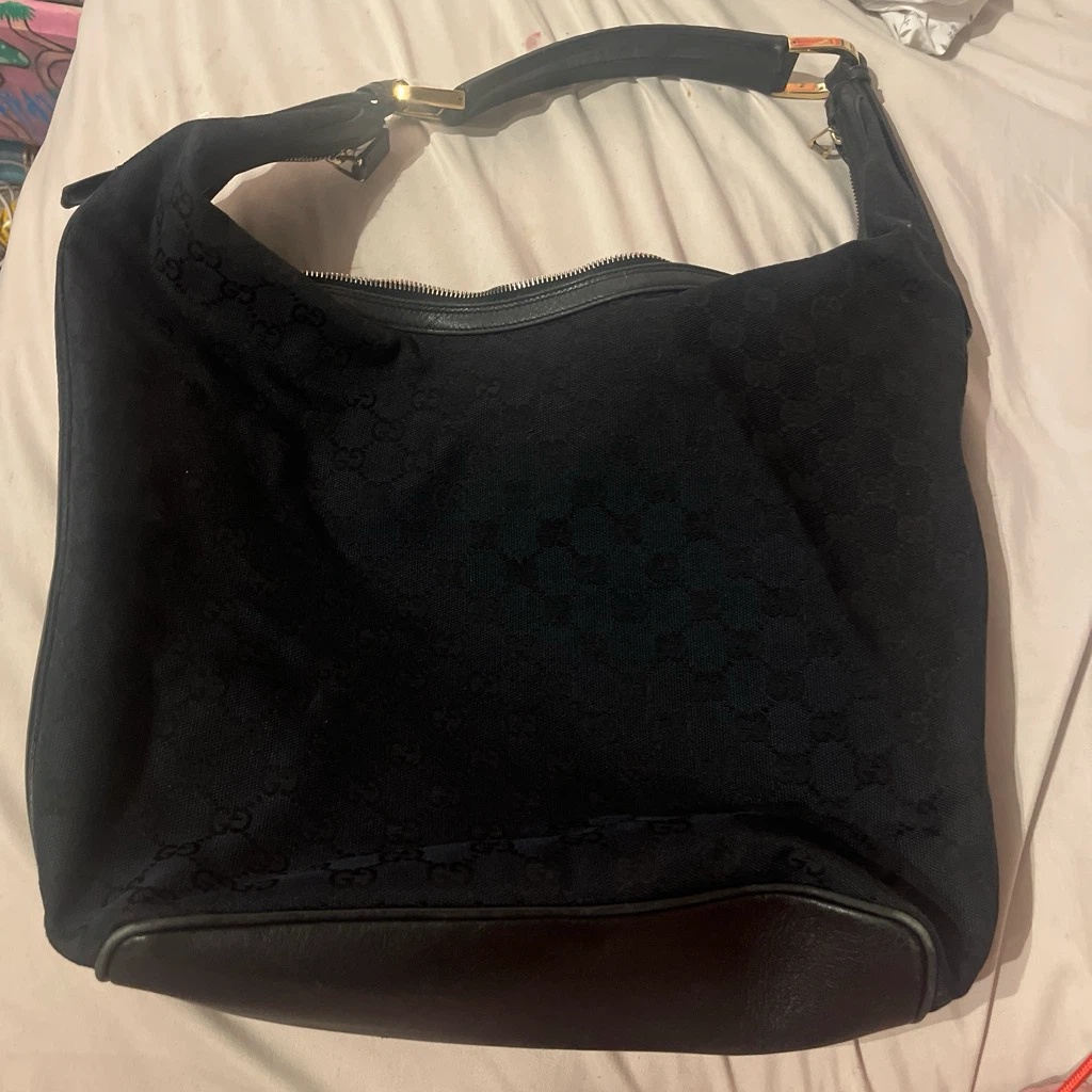 Black Gucci Monogram Hobo Bag
