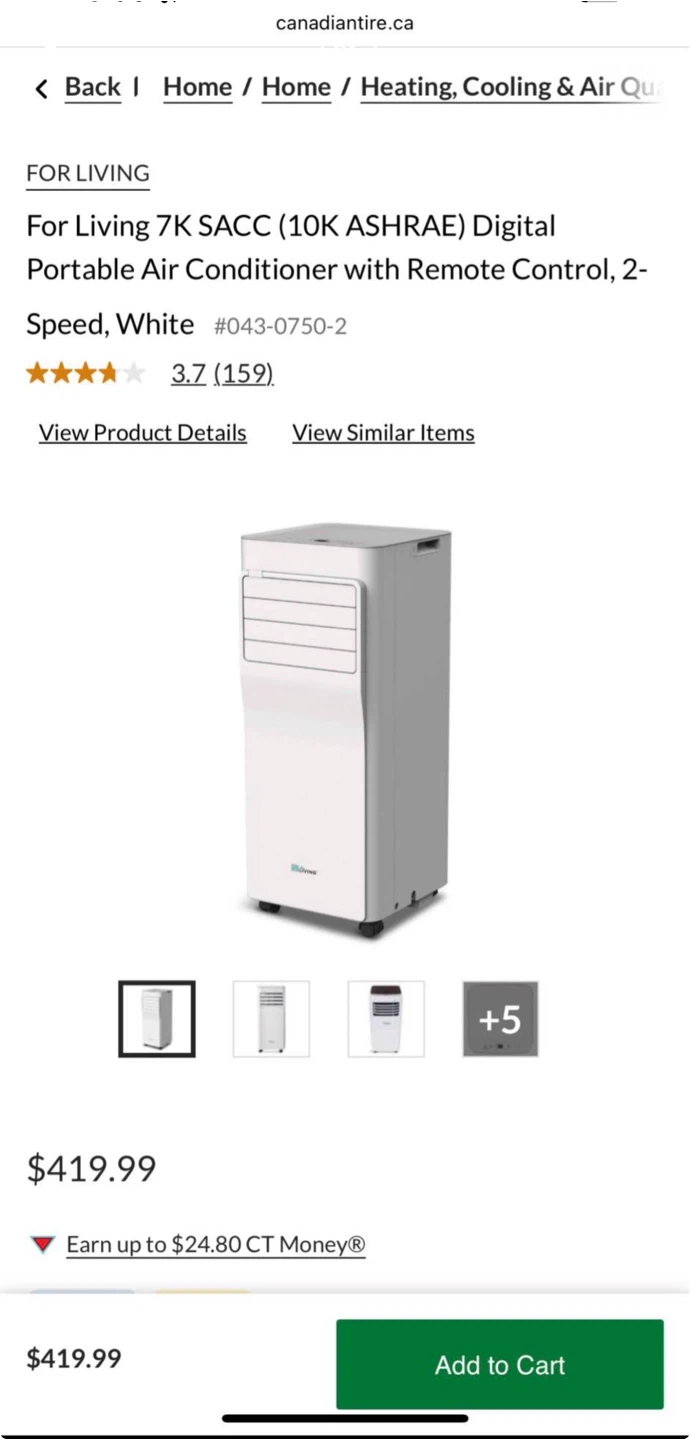 For Living 7K SACC Portable Air Conditioner - White - photo 2