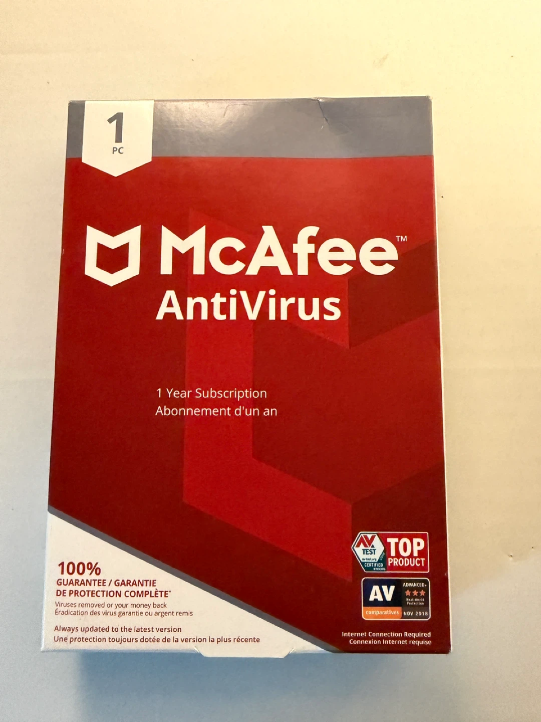 McAfee AntiVirus 1 Year Subscription for 1 PC
