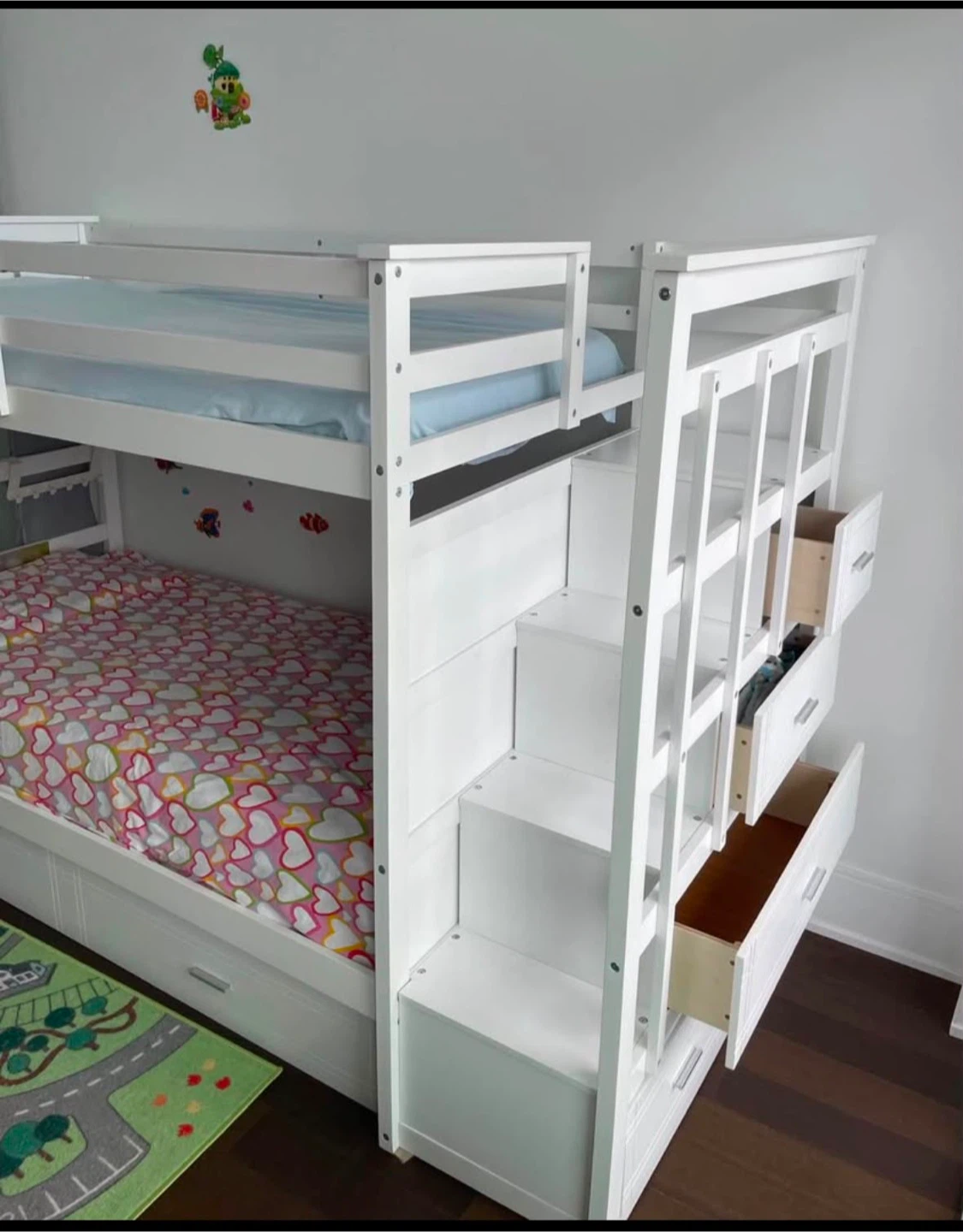 White Bunk Bed with Stairs and Storage Drawers - photo 2