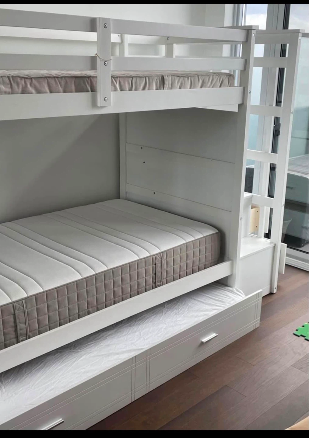 White Bunk Bed with Stairs and Storage Drawers - photo 3