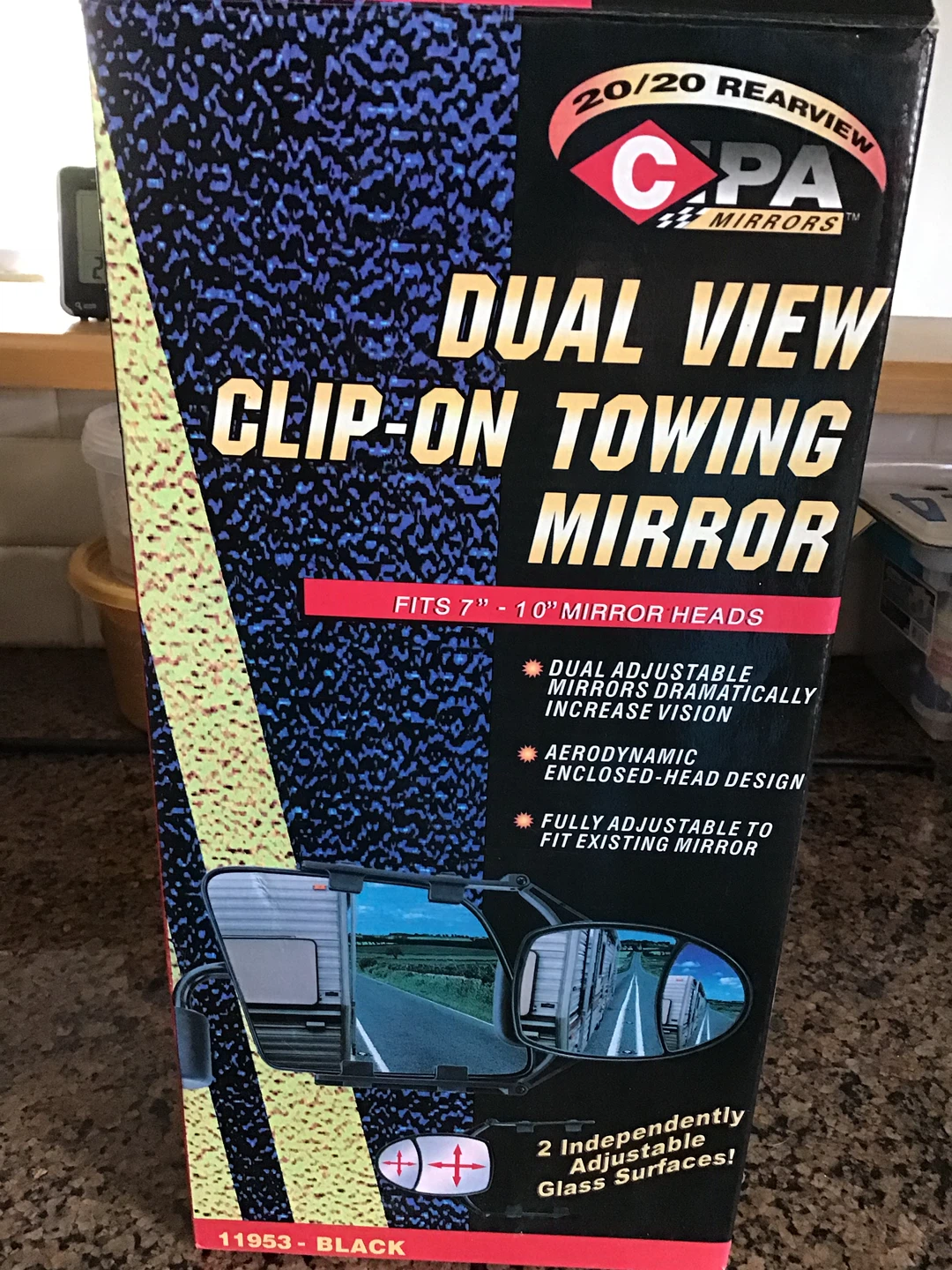 CPA Dual View Clip-On Towing Mirror - Black