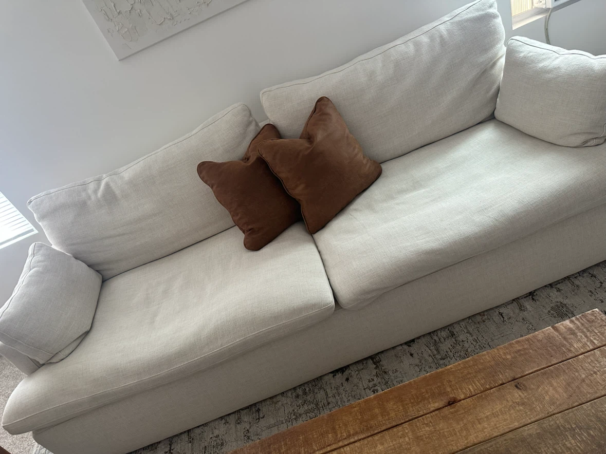 White Sofa & Brown Faux Leather Loveseat Sofa - photo 5