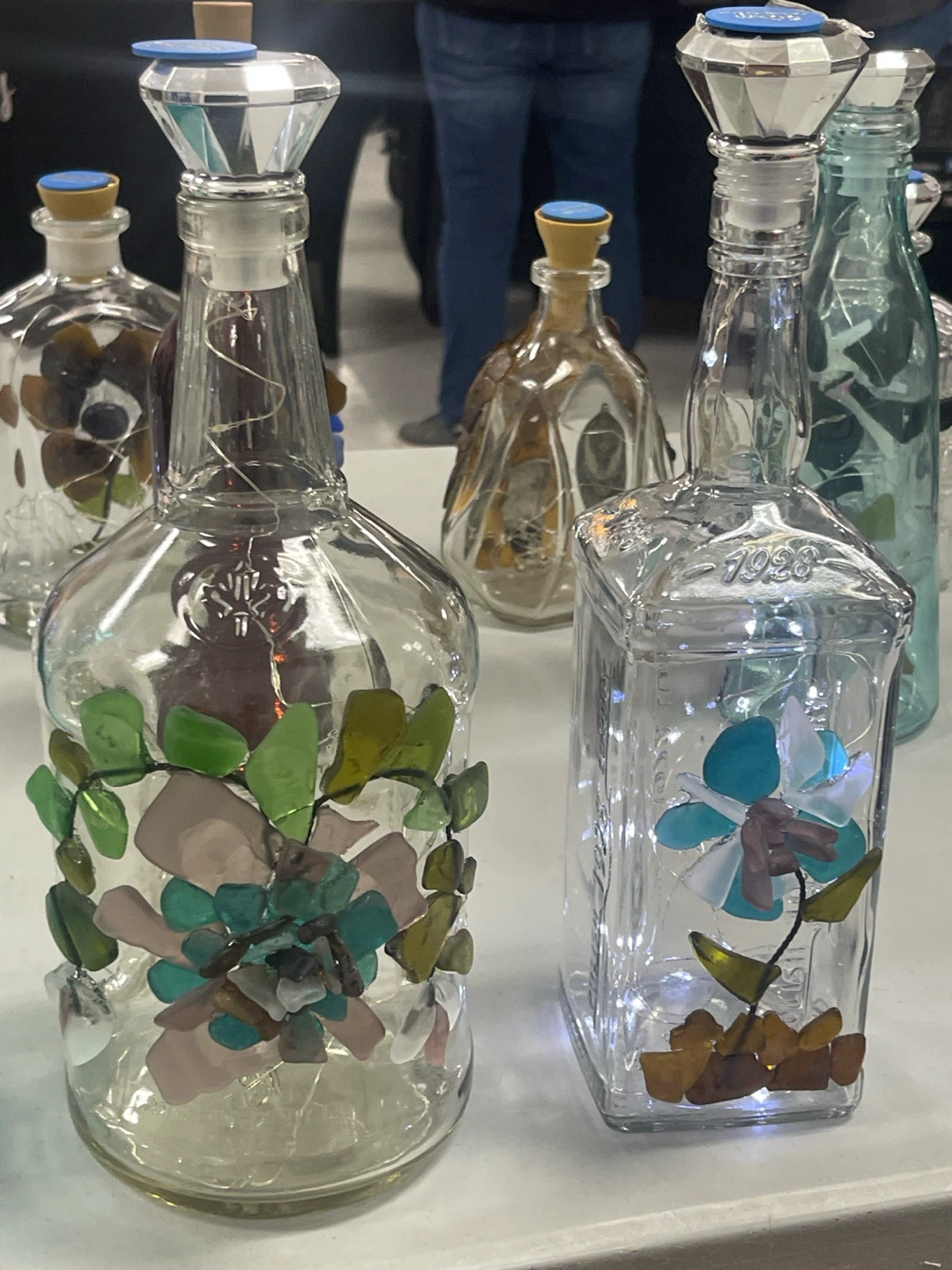 Solar Sea Glass Bottle