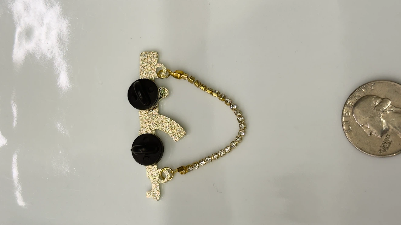 Gold AK-47 Pin with Rhinestone Chain - photo 3