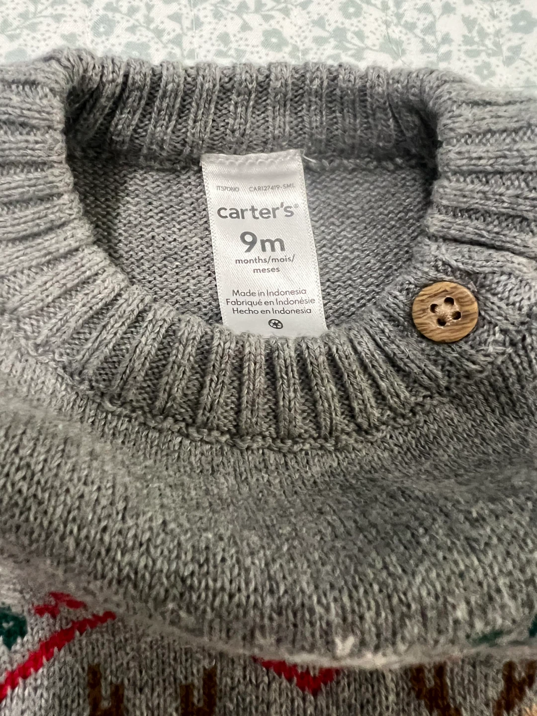 Carter's Baby Reindeer Fair Isle Snowsuit 9m - photo 3