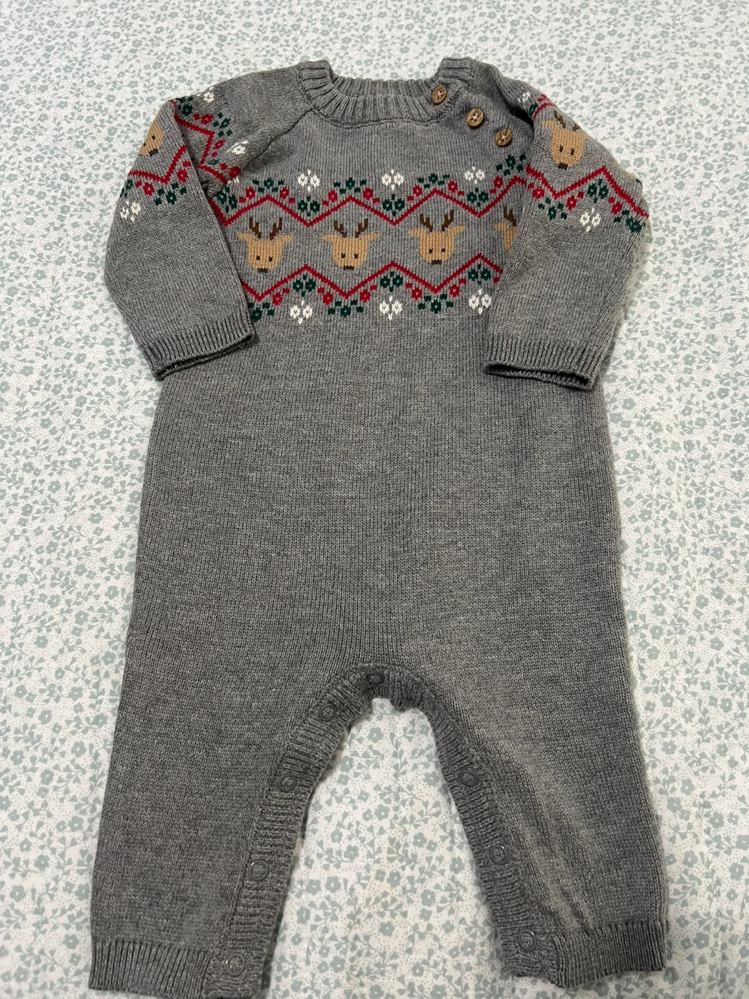 Carter's Baby Reindeer Fair Isle Snowsuit 9m - photo 4