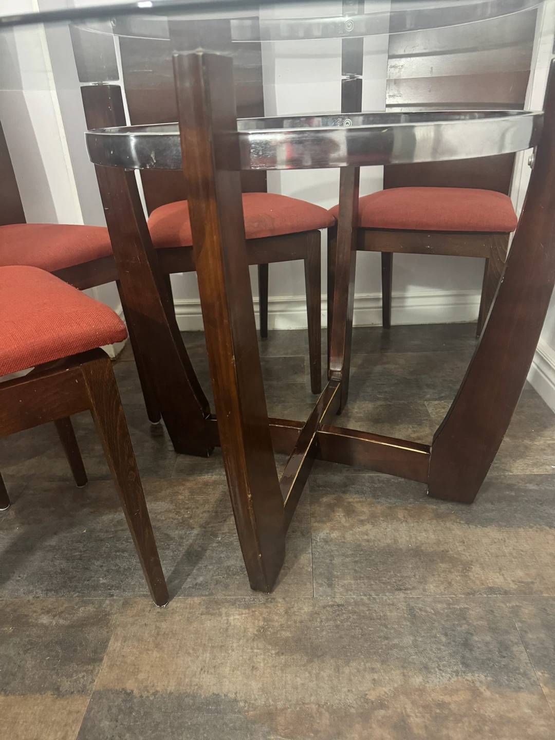 Dining Table with 6 Chairs - Glass Top -48 inches diameter - photo 3