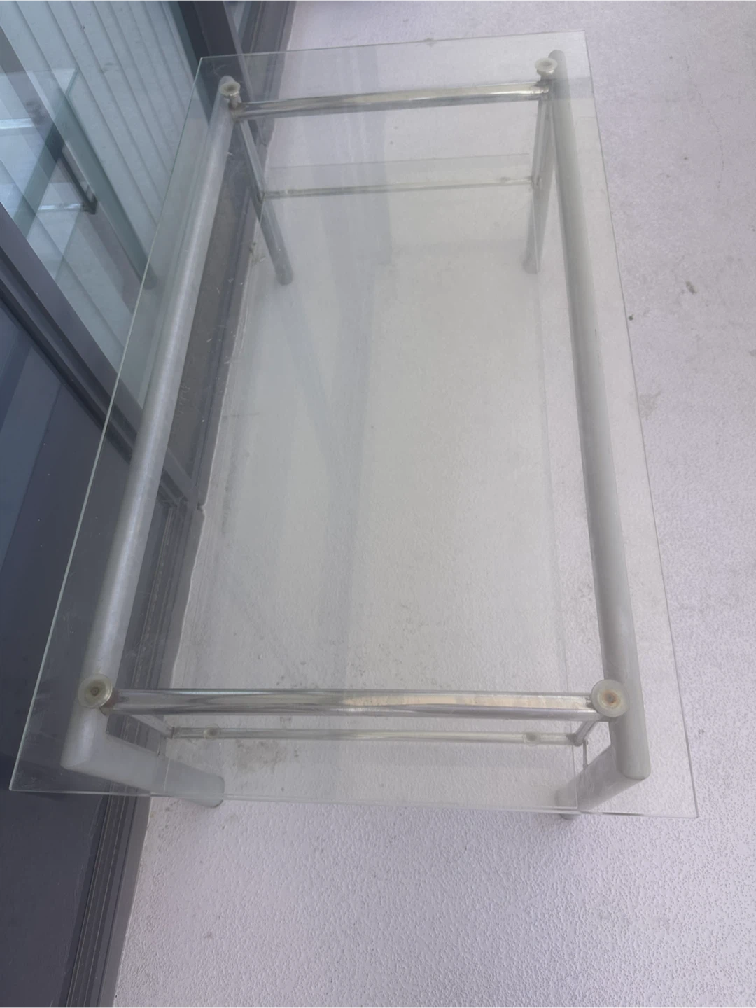 Glass Coffee Table with Metal Frame