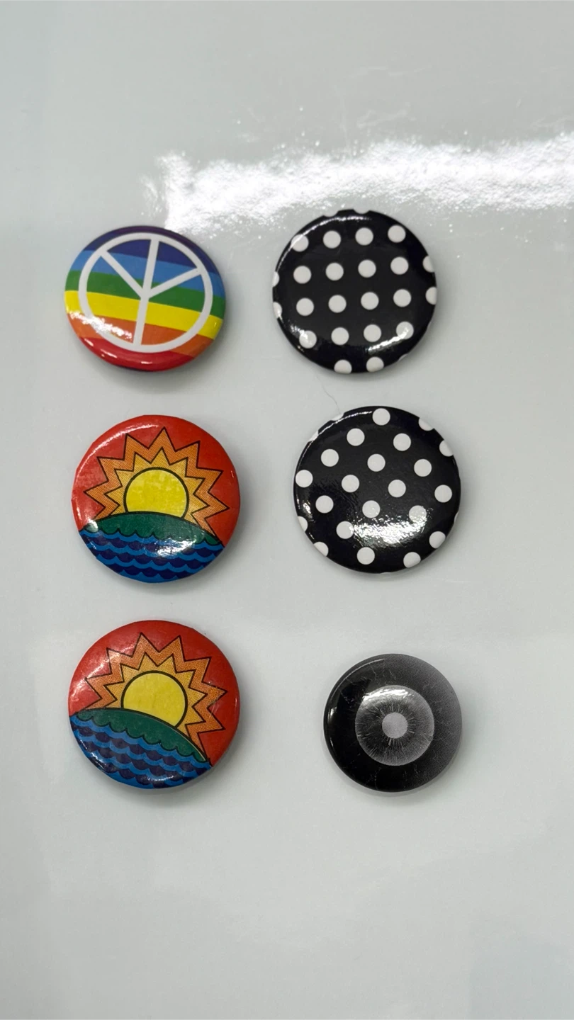 ☮️ Peace & Sunshine Button Pin Set - Peace, Sun, Polka Dots