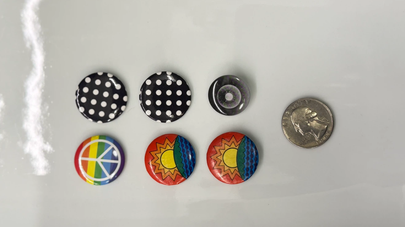 ☮️ Peace & Sunshine Button Pin Set - Peace, Sun, Polka Dots - photo 5