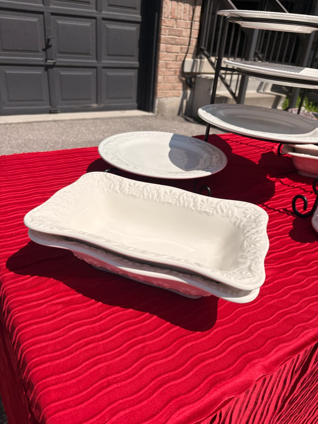 White Serving Platter Set with Tiered Stand - photo 2