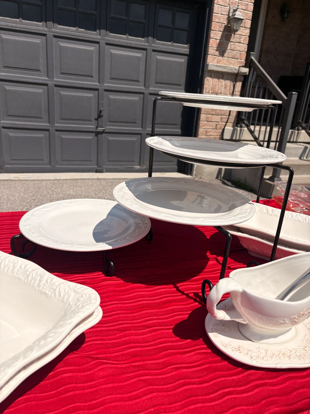 White Serving Platter Set with Tiered Stand - photo 3