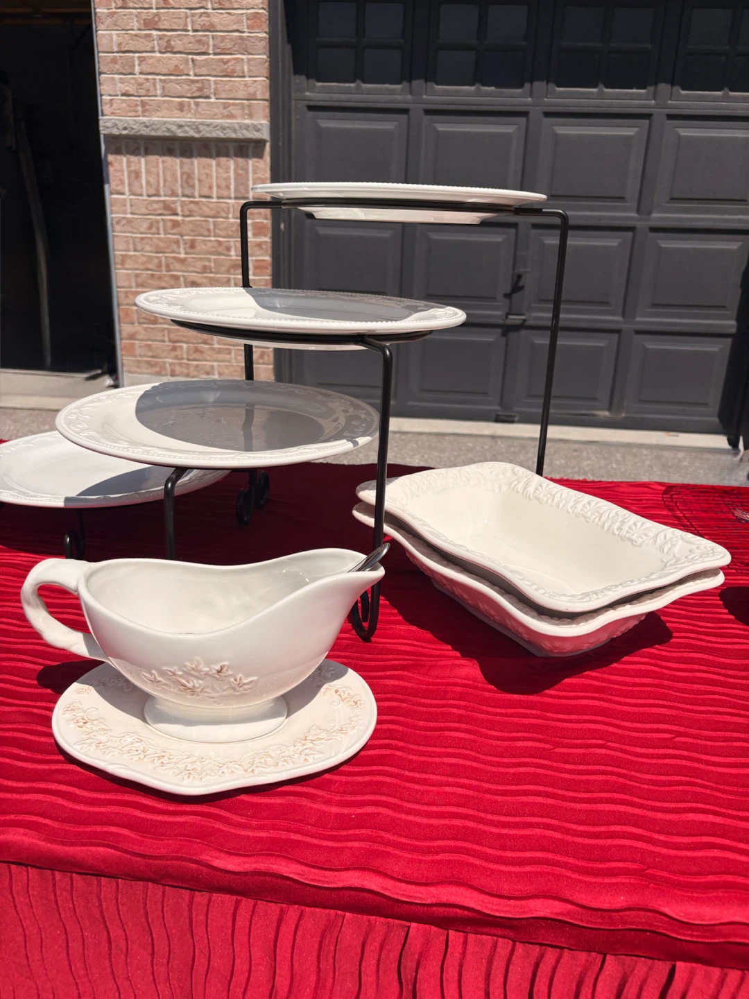 White Serving Platter Set with Tiered Stand - photo 4