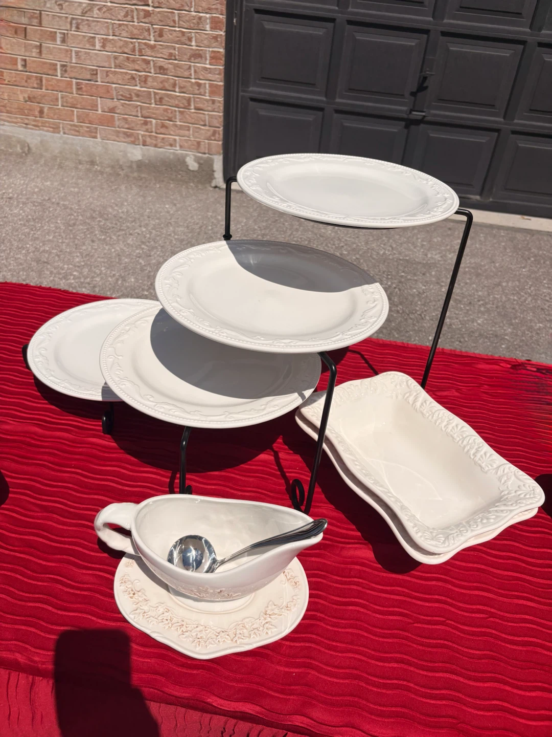 White Serving Platter Set with Tiered Stand - photo 5
