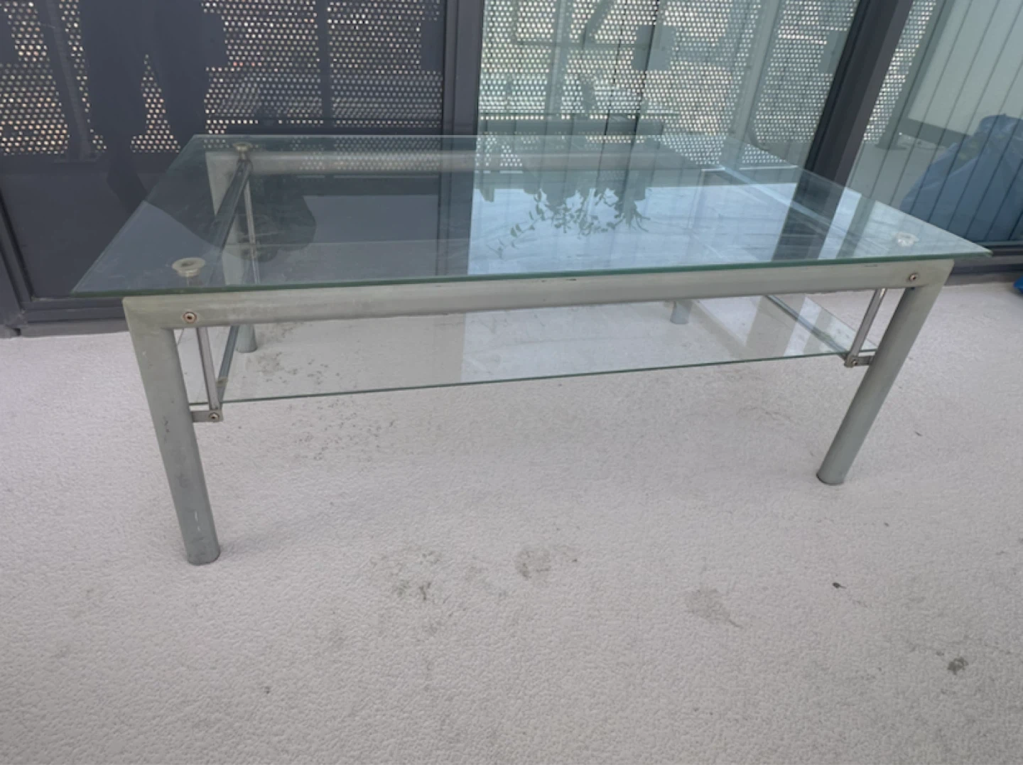 Glass Coffee Table with Metal Frame - photo 2
