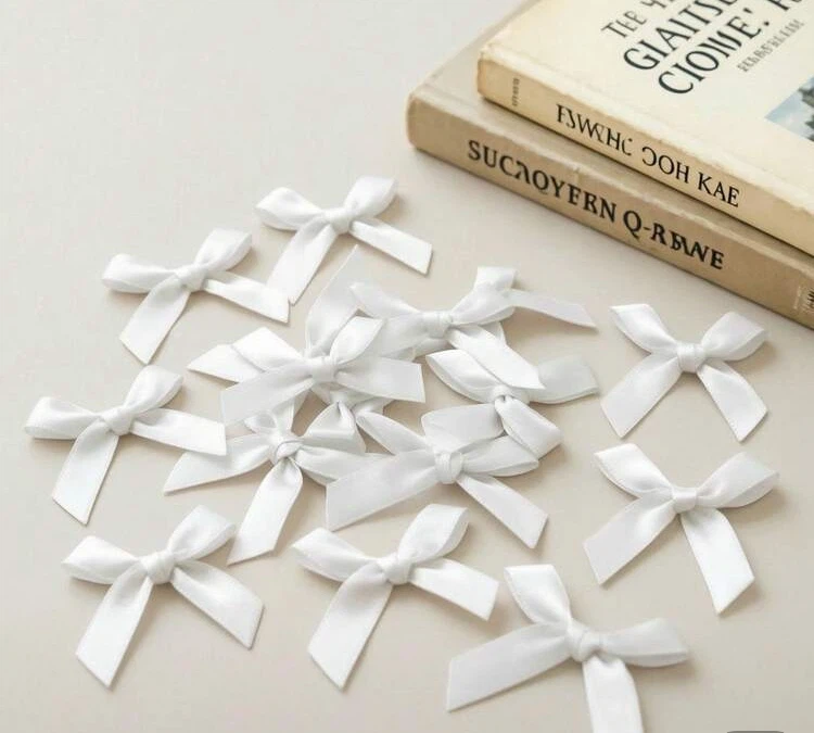6pcs cream white bow hair clips