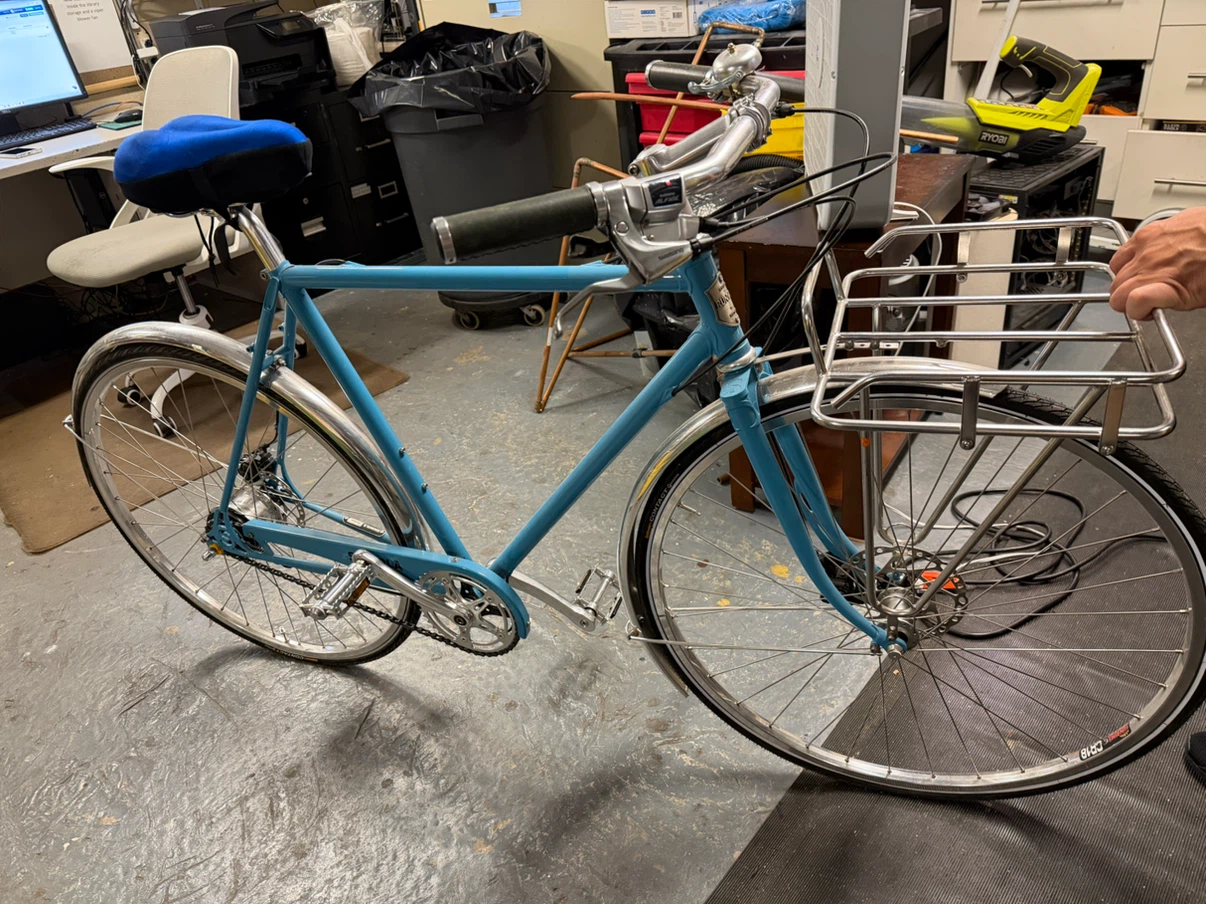 Shinola Detroit Blue Bicycle with Basket