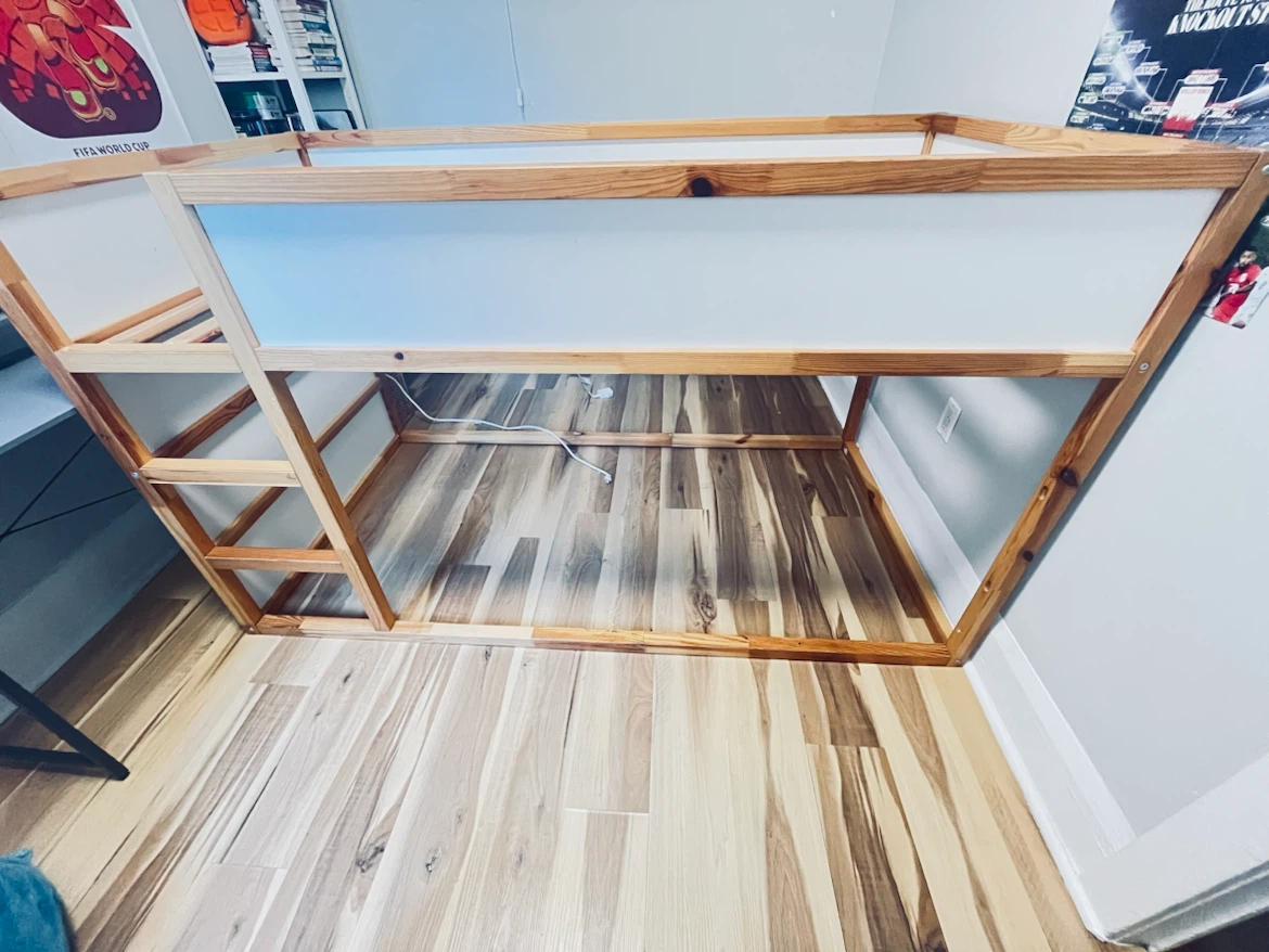 Wooden Ikea Bunk Bed with White Accents - photo 3
