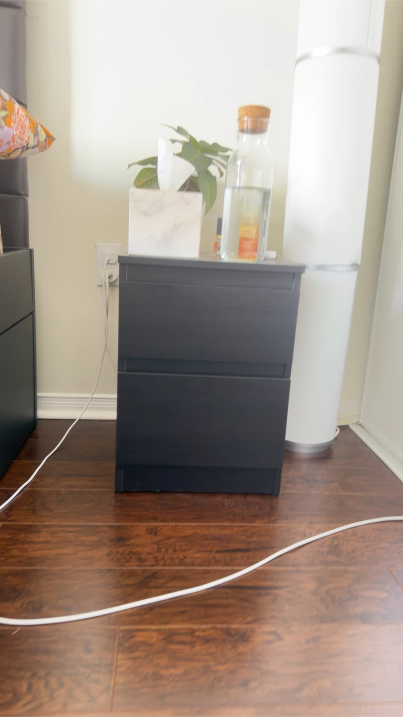 Bed with Mattress and Black 2-Drawer Nightstand - photo 2