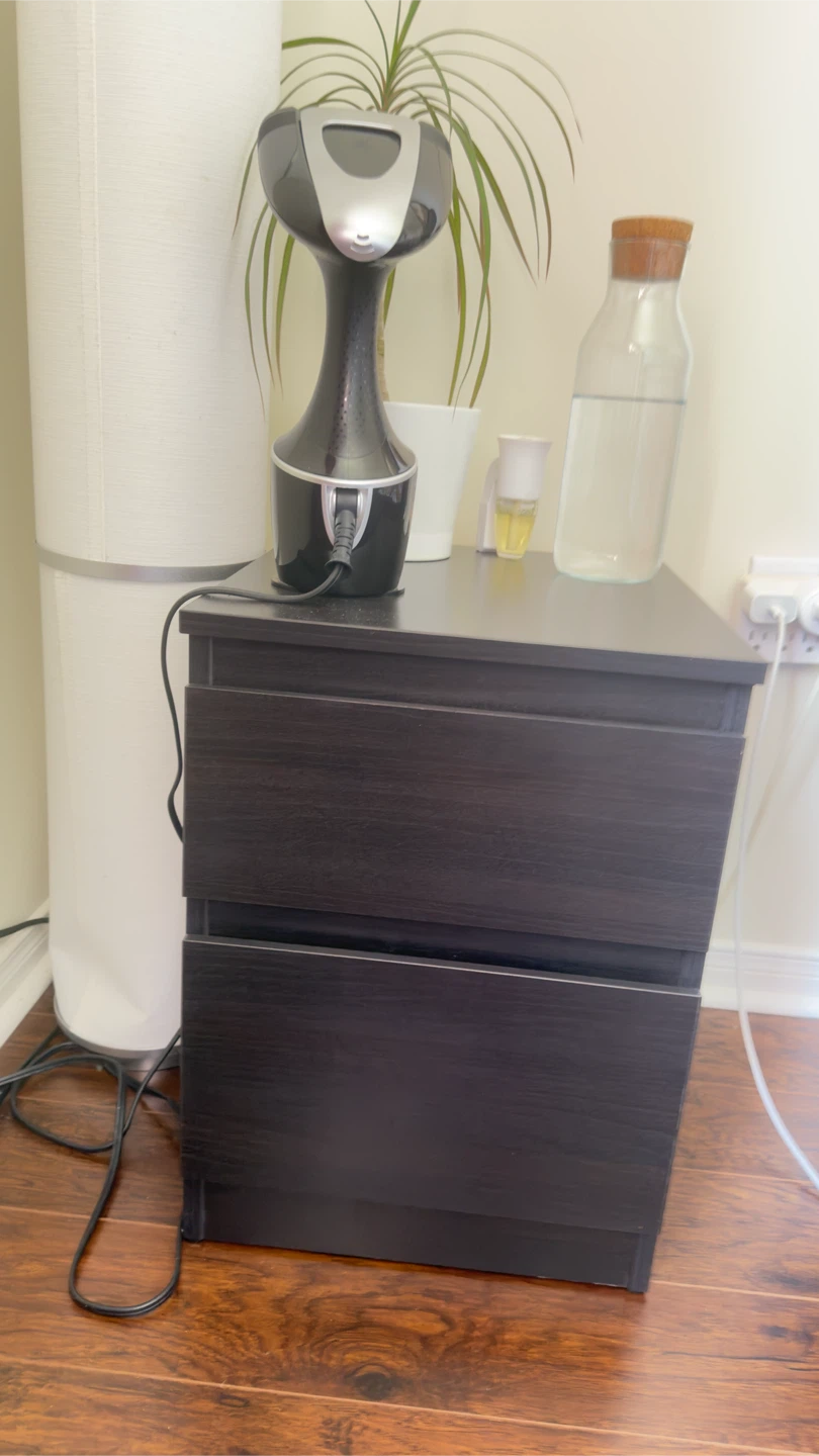 Bed with Mattress and Black 2-Drawer Nightstand - photo 3