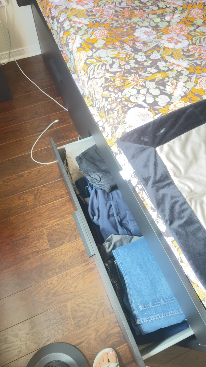 Bed with Mattress and Black 2-Drawer Nightstand - photo 4