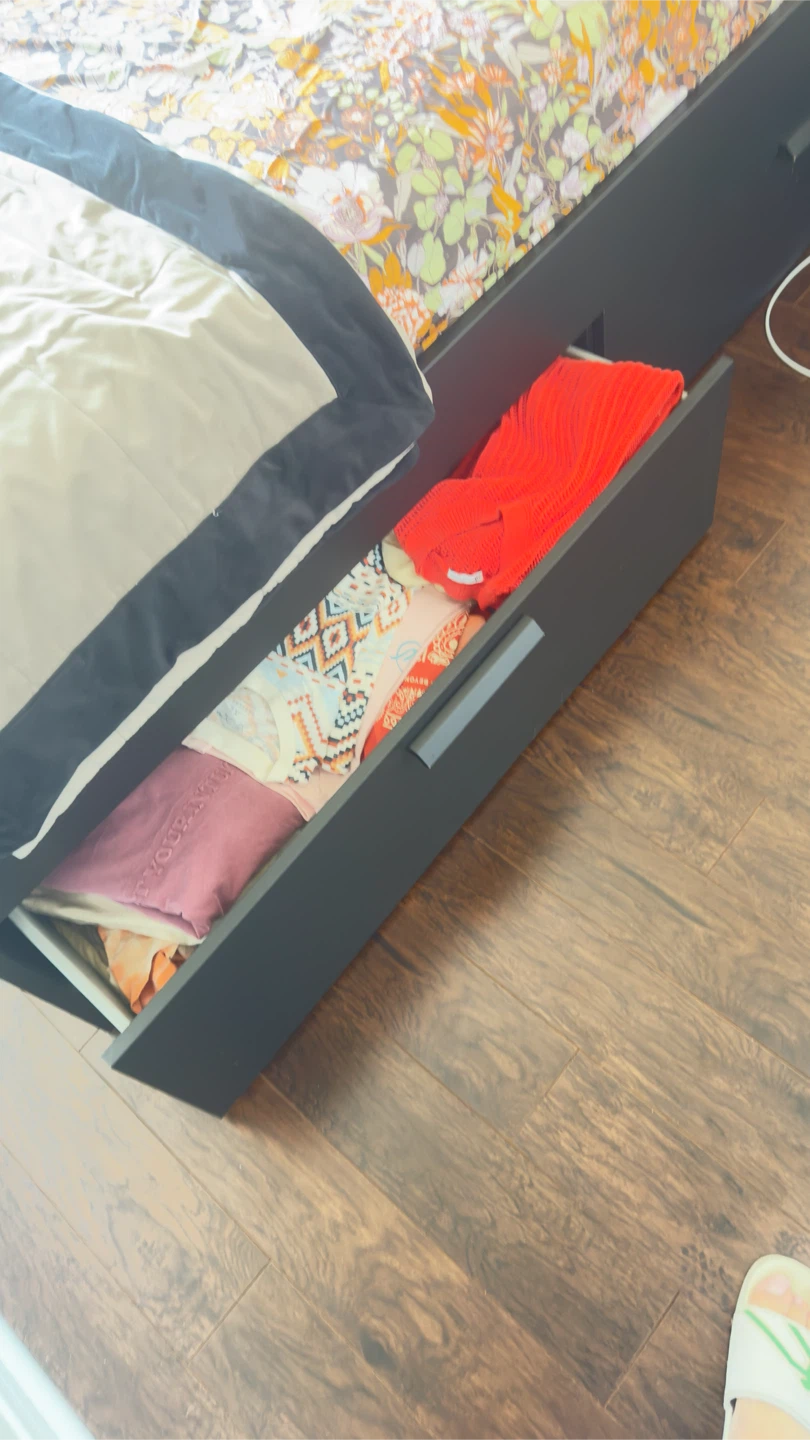 Bed with Mattress and Black 2-Drawer Nightstand - photo 5
