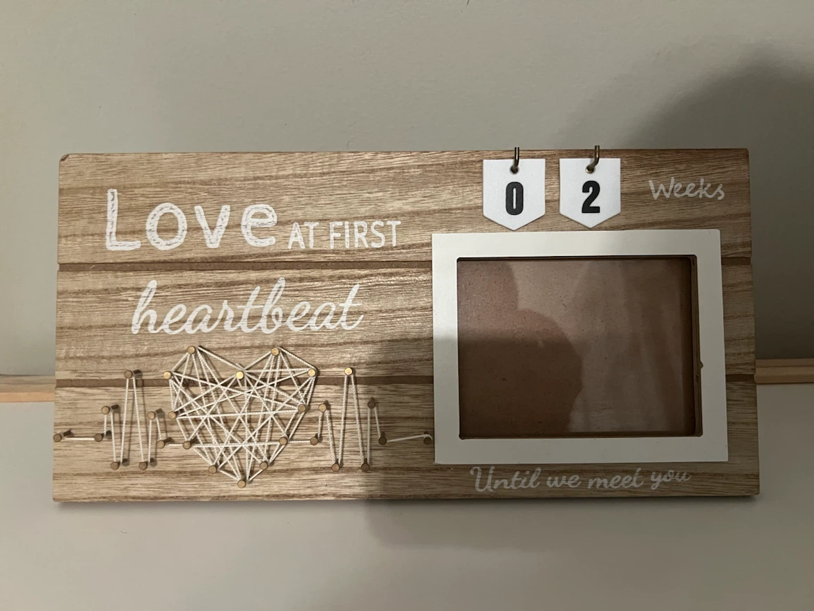 Baby Countdown "Love At First Heartbeat" Photo Frame